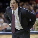 Arizona  head coach Sean Miller yells to his team during the first half of an NCAA college basketball game against Grand Canyon, Wednesday, Dec. 14, 2016, in Tucson, Ariz. (AP Photo/Rick Scuteri)