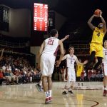 Arizona State guard Torian Graham (4) makes a shot at the buzzer during the first half of an NCAA college basketball game against Stanford Friday, Dec. 30, 2016, in Stanford, Calif. (AP Photo/Marcio Jose Sanchez)