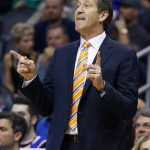 New York Knicks head coach Jeff Hornacek gives instructions to his players during the first half of an NBA basketball game against the Phoenix Suns, Tuesday, Dec. 13, 2016, in Phoenix. (AP Photo/Ross D. Franklin)
