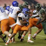 Boise State running back Jeremy McNichols (13) carries against Baylor during the first half of the Cactus Bowl NCAA college football game, Tuesday, Dec. 27, 2016, in Phoenix. (AP Photo/Rick Scuteri)