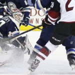 Columbus Blue Jackets' Sergei Bobrovsky, of Russia, protects the net against the Arizona Coyotes during the third period of an NHL hockey game Monday, Dec. 5, 2016, in Columbus, Ohio. The Blue Jackets defeated the Coyotes 4-1. (AP Photo/Jay LaPrete)