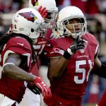 Arizona Cardinals middle linebacker Kevin Minter (51) celebrates his sack against the Washington Redskins during the first half of an NFL football game, Sunday, Dec. 4, 2016, in Glendale, Ariz. (AP Photo/Rick Scuteri)