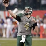 Baylor quarterback Zach Smith (4) throws against Boise State during the first half of the Cactus Bowl NCAA college football game, Tuesday, Dec. 27, 2016, in Phoenix. (AP Photo/Matt York)