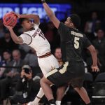 Arizona State guard Shannon Evans II (11) looks to pass against Purdue forward Basil Smotherman (5) in the first half of an NCAA college basketball game, Tuesday, Dec. 6, 2016, in New York. (AP Photo/Julie Jacobson)