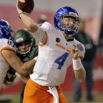 Boise State quarterback Brett Rypien (4) throws against Baylor during the first half of the Cactus Bowl NCAA college football game, Tuesday, Dec. 27, 2016, in Phoenix. (AP Photo/Rick Scuteri)