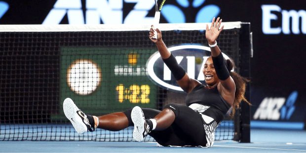 United States' Serena Williams celebrates after defeating her sister Venus in the women's singles f...
