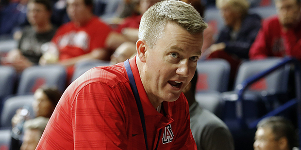 In this Tuesday, Dec. 2, 2014 photo, Arizona Vice President for Athletics, Greg Byrne looks on duri...