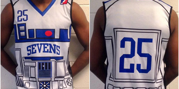 Former Phoenix Sun Dionte Christmas wears the Star Wars themed uniforms (@darrenrovell/Twitter phot...