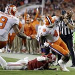 Clemson's Deshaun Watson runs for a touchdown during the first half of the NCAA college football playoff championship game against Alabama Monday, Jan. 9, 2017, in Tampa, Fla. (AP Photo/Chris O'Meara)