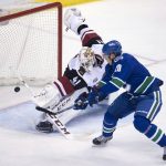 Vancouver Canucks center Brandon Sutter (20) scores on Arizona Coyotes goalie Mike Smith (41) during a penalty shot during the third period of an NHL hockey game in Vancouver, British Columbia, Wednesday, Jan. 4, 2017. (Jonathan Hayward/The Canadian Press via AP)