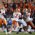 Clemson's Deshaun Watson throws during the second half of the NCAA college football playoff championship game against Alabama Monday, Jan. 9, 2017, in Tampa, Fla. (AP Photo/David J. Phillip)
