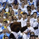 UCLA fans watch during the closing minutes of the second half of an NCAA college basketball game against Arizona, Saturday, Jan. 21, 2017, in Los Angeles. Arizona won 96-85. (AP Photo/Mark J. Terrill)