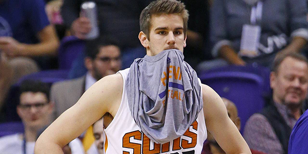 Phoenix Suns forward Dragan Bender (35) watches the final moments of a loss to the Cleveland Cavali...