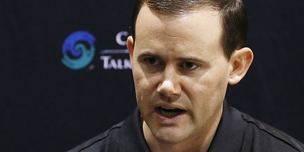 Phoenix Suns general manager Ryan McDonough answers a question during an NBA basketball media day M...