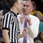 Arizona State head coach Bobby Hurley yells at the official during the second half of an NCAA college basketball game against Stanford, Saturday, Feb. 11, 2017, in Tempe, Ariz. (AP Photo/Matt York)