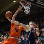Arizona's Lauri Markkanen (10) is fouled by Oregon State' s Drew Eubanks (12) during the first half of an NCAA college basketball game in Corvallis, Ore., Thursday, Feb. 2, 2017. (AP Photo/Timothy J. Gonzalez)