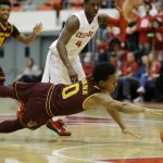 Arizona State guard Tra Holder (0) dives for a loose ball in the second half of an NCAA college basketball game against Washington State, Saturday, Feb. 18, 2017, in Pullman, Wash. Washington State beat Arizona State 86-71. (AP Photo/Ted S. Warren)