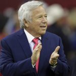 New England Patriots owner Robert Kraft , applauds on the sidelines, before the NFL Super Bowl 51 football game against the Atlanta Falcons, Sunday, Feb. 5, 2017, in Houston. (AP Photo/Darron Cummings)