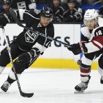 Los Angeles Kings right wing Marian Gaborik, of Slovakia, and Arizona Coyotes center Christian Dvorak vie for the puck during the second period of an NHL hockey game, Thursday, Feb. 16, 2017, in Los Angeles. (AP Photo/Mark J. Terrill)