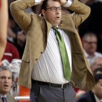 Stanford head coach Jerod Haase reacts during the second half of an NCAA college basketball game against Arizona State, Saturday, Feb. 11, 2017, in Tempe, Ariz. (AP Photo/Matt York)