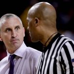 Arizona State head coach Bobby Hurley stares at a referee after a foul call during the second half of an NCAA college basketball game against UCLA, Thursday, Feb. 23, 2017, in Tempe, Ariz. (AP Photo/Matt York)