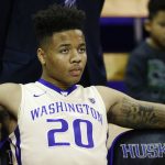 Washington guard Markelle Fultz sits on the bench before being introduced for the team's NCAA college basketball game against Arizona State, Thursday, Feb. 16, 2017, in Seattle. (AP Photo/Ted S. Warren)