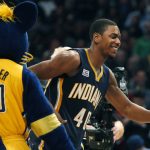 Indiana pacers Glenn Robinson III reacts after winning the slam dunk contest during NBA All-Star Saturday Night events in New Orleans, Saturday, Feb. 18, 2017. (AP Photo/Gerald Herbert)