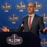 NBA Commissioner Adam Silver arrives at a press conference before NBA All-Star Saturday Night events in New Orleans, La., Saturday, Feb. 18, 2017. (AP Photo/Max Becherer)