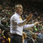 Arizona State coach Bobby Hurley calls to his team during the first half of an NCAA college basketball game against Oregon on Thursday, Feb. 2, 2017, in Eugene, Ore. (AP Photo/Chris Pietsch)
