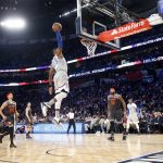 Eastern Conference LeBron James of the Cleveland Caveliers (23) slam dunks during the first half of the NBA All-Star basketball game in New Orleans, Sunday, Feb. 19, 2017. (AP Photo/Gerald Herbert)