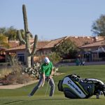 Jordan Spieth tries to coax a putt on the second hole during the third round of the Waste Management Phoenix Open golf tournament Saturday, Feb. 4, 2017, in Scottsdale, Ariz. (AP Photo/Ross D. Franklin)