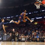 Indian Pacers Glenn Robinson III participates in the slam dunk contest during NBA All-Star Saturday Night events in New Orleans, Saturday, Feb. 18, 2017. (AP Photo/Gerald Herbert)