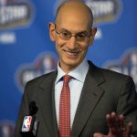 NBA Commissioner Adam Silver arrives at a press conference before NBA All-Star Saturday Night events in New Orleans, La., Saturday, Feb. 18, 2017. (AP Photo/Max Becherer)