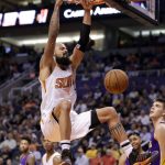 Phoenix Suns center Tyson Chandler dunks against the Los Angeles Lakers during the second half of an NBA basketball game, Wednesday, Feb. 15, 2017, in Phoenix. (AP Photo/Matt York)