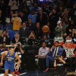 A drone, top, drops a ball for Orlando Magic's Aaron Gordon during during the slam-dunk contest as part of the NBA All-Star Saturday Night events in New Orleans, Saturday, Feb. 18, 2017. (AP Photo/Max Becherer)