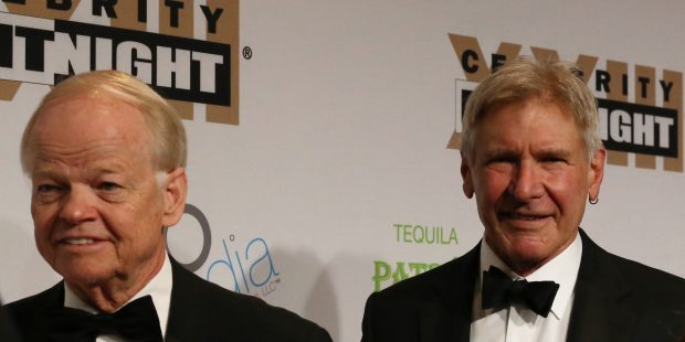 Jimmy Walker and honoree Harrison Ford walking the red carpet at Celebrity Fight Night on March 18,...