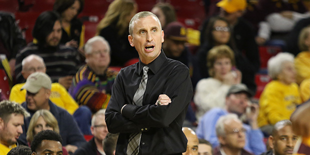Arizona State coach Bobby Hurley directs his team during an 86-75 win over Washington, Wednesday, J...