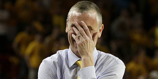 Arizona State head coach Bobby Hurley reacts to a call during the second half of an NCAA college ba...