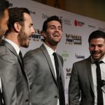 The Shadowboxers pop band singing for the media on the red carpet at Celebrity Fight Night on March 18, 2017, in Phoenix, AZ. (Photo by Jenn Baluch/Cronkite News)