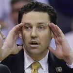 Vanderbilt head coach Bryce Drew looks on during the second half of a first-round men's college basketball game in the NCAA Tournament Thursday, March 16, 2017, in Salt Lake City. Northwestern won 68-66. (AP Photo/Rick Bowmer)