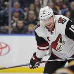 Arizona Coyotes forward Shane Doan (19) looks on during the first period of an NHL hockey game against the Buffalo Sabres, Thursday, March. 2, 2017, in Buffalo, N.Y. (AP Photo/Jeffrey T. Barnes)