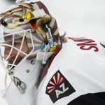 Arizona Coyotes goalie Mike Smith (41) looks on prior to the first period of an NHL hockey game against the Buffalo Sabres, Thursday, March. 2, 2017, in Buffalo, N.Y. (AP Photo/Jeffrey T. Barnes)