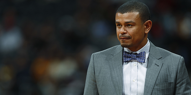 Phoenix Suns head coach Earl Watson looks on against the Denver Nuggets in the second half of an NB...
