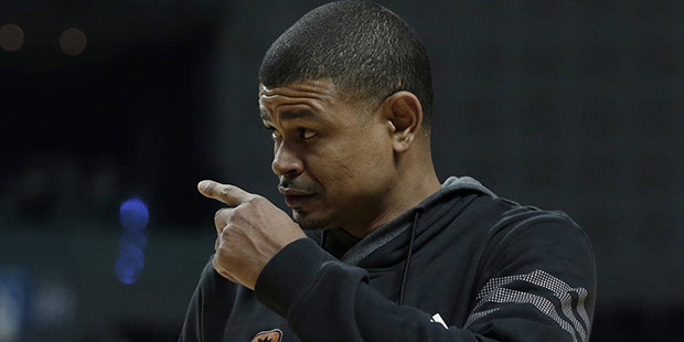 Phoenix Suns head coach Earl Watson gestures to players during a training session the day before th...
