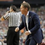 Gonzaga head coach Mark Few reacts during the second half in the semifinals of the Final Four NCAA college basketball tournament against South Carolina, Saturday, April 1, 2017, in Glendale, Ariz. (AP Photo/Mark Humphrey)