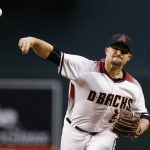 Arizona Diamondbacks' Zack Godley throws a pitch against the San Diego Padres during the first inning of a baseball game, Wednesday, April 26, 2017, in Phoenix. (AP Photo/Ross D. Franklin)