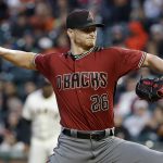 Arizona Diamondbacks pitcher Shelby Miller (26) throws against the San Francisco Giants during the first inning of a baseball game in San Francisco, Wednesday, April 12, 2017. (AP Photo/Jeff Chiu)