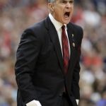 South Carolina head coach Frank Martin yells during the first half in the semifinals of the Final Four NCAA college basketball tournament against Gonzaga , Saturday, April 1, 2017, in Glendale, Ariz. (AP Photo/David J. Phillip)