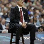 South Carolina head coach Frank Martin watches from the bench during the first half in the semifinals of the Final Four NCAA college basketball tournament against Gonzaga, Saturday, April 1, 2017, in Glendale, Ariz. (AP Photo/David J. Phillip)
