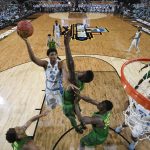 North Carolina's Isaiah Hicks (4) goes up for a shot during the first half in the semifinals of the Final Four NCAA college basketball tournament against Oregon, Saturday, April 1, 2017, in Glendale, Ariz. (AP Photo/Chris Steppig, Pool)